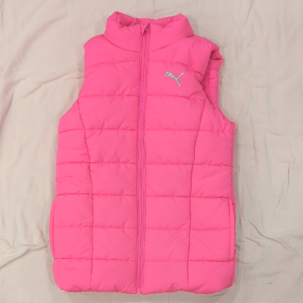 Puma Hot Pink Puffer Vest EUC Size 10/12